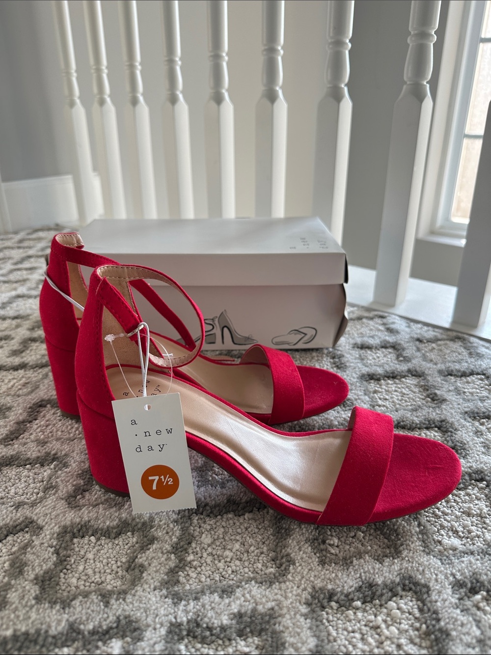a new day Red Block Heel Sandals - Women's 7½ NWT